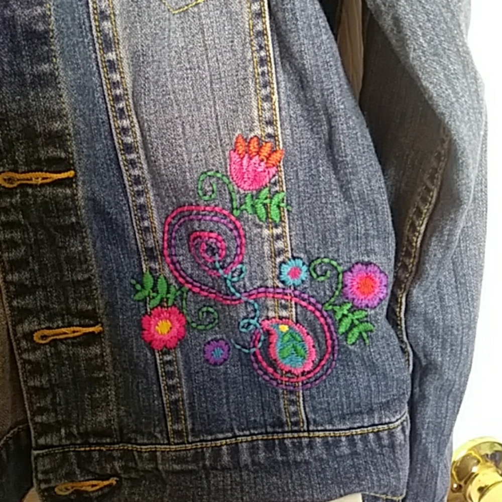 Embroidered denim jacket - Picture 2 of 2